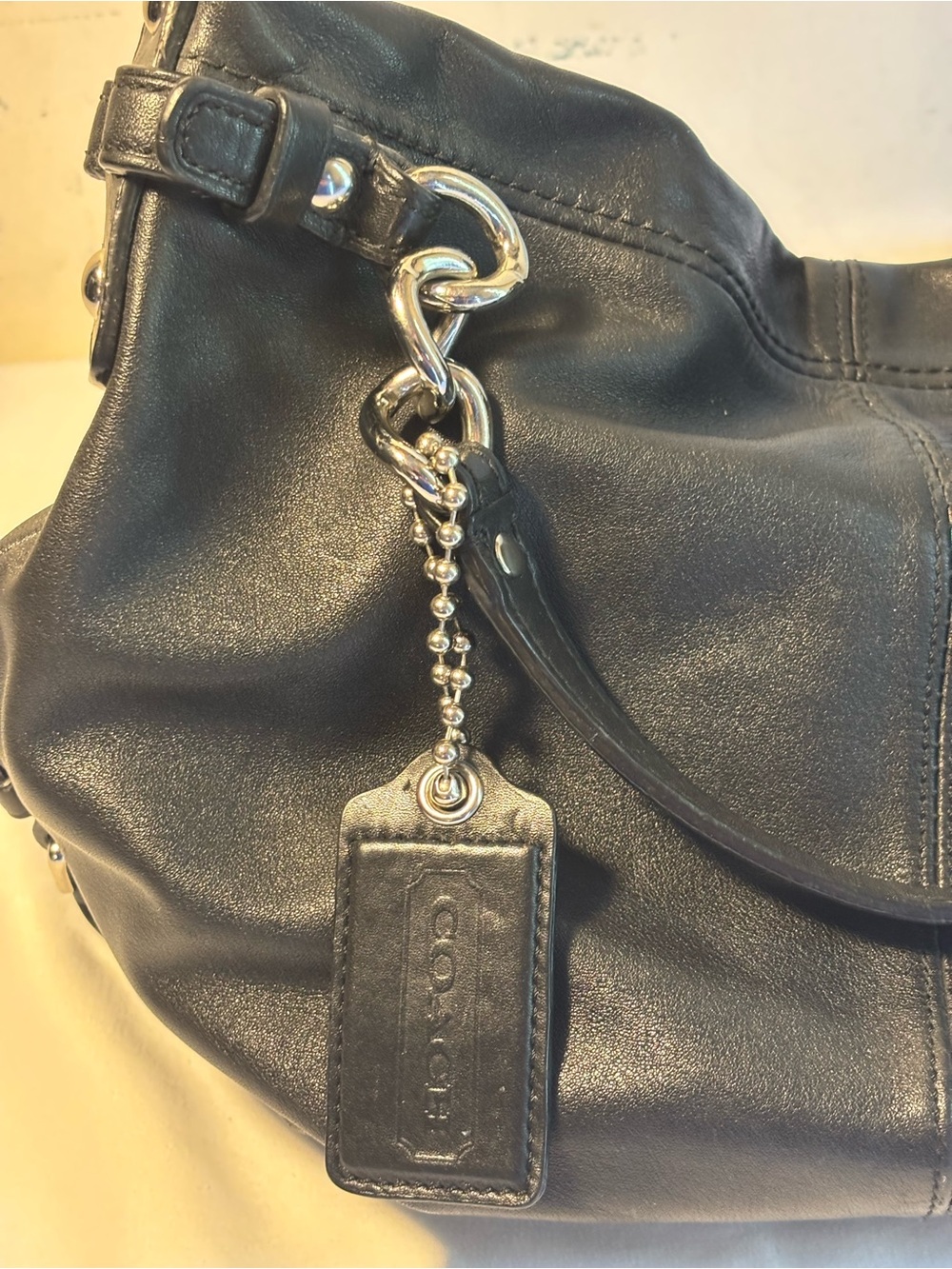 Coach Brooke #14820 in a soft smooth black leather with silver hardware accents - Picture 7 of 14
